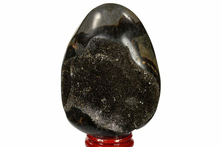 Septarian Dragon Egg Geode - Black Crystals #118752